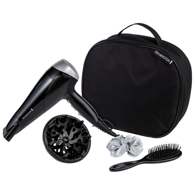 Remington D3171GP Style Edition Asciugacapelli 2200 W 2 velocita' 3 temperature con concentratore diffusore spazzola piatta chouchou in seta borsa di stoccaggio colore Nero