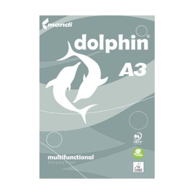 Mondi CF5DOLPHIN80-A3 Carta Dolphin A3 80 g-m² 500 fogli per risma 5 risme compatibile con stampanti laser ink jet e fotocopiatrici certificata Ecolabel PEFC colore Bianco