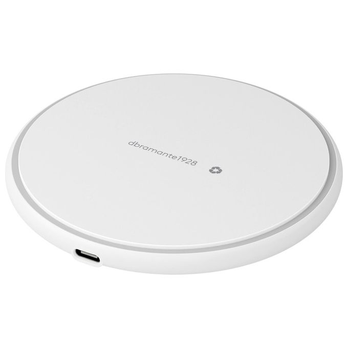 Dbramante1928 caricabatterie wireless 15W, ricarica rapida, USB-C, protezione surriscaldamento, materiale riciclato, bianco