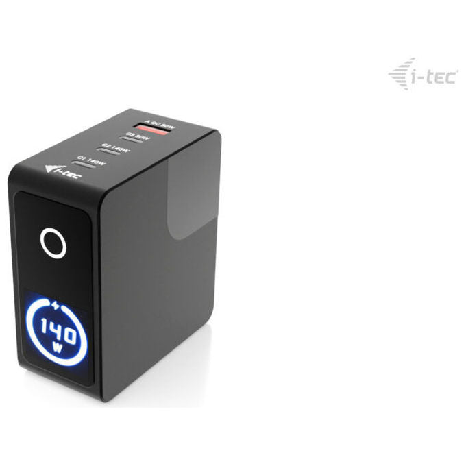 I-tec CHARGER-INTG140W Caricabatterie Multiporta 140W USB-C Power Delivery 3.1 3x USB-C 1x USB-A Display Touch colore Nero
