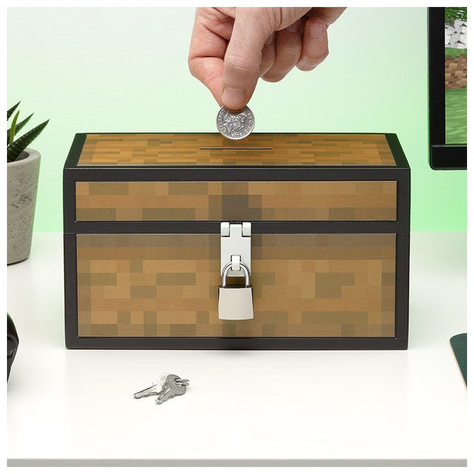 Paladone, Salvadanaio a Forma di Scrigno Minecraft, Marrone, Plastica
