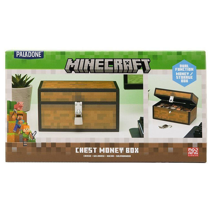 Paladone, Salvadanaio a Forma di Scrigno Minecraft, Marrone, Plastica