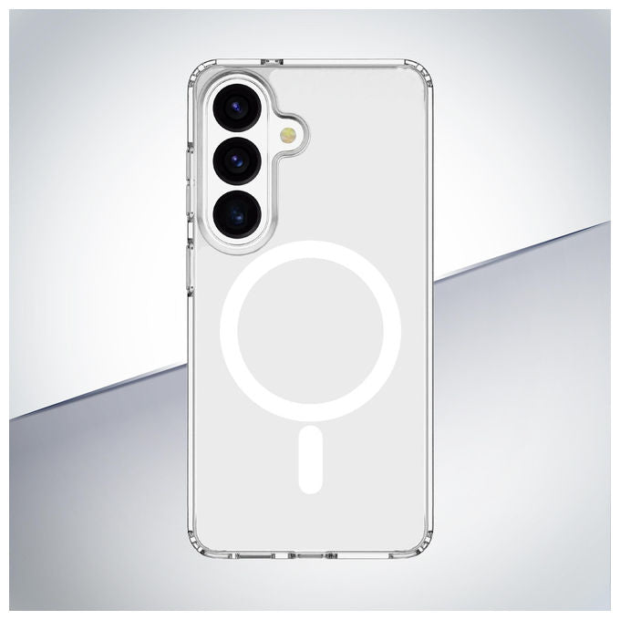 Cellularline CLEARMAGALS26PLT Clear Mag Custodia Cover Samsung Galaxy S26 Plus Rigida Bordo Gomma Qi2 MagSafe Anti-ingiallimento Antibatterica colore Trasparente