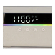Dudu'u CM-001BE Cosmo Lampada da Comodino Multifunzione con Radio FM Bluetooth Orologio Digitale Ricarica Wireless Qi 15W LED RGB colore Beige