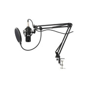 Karma CMC-20 Kit Microfono da Studio con Microfono a Condensatore Braccio a Triplo Snodo Cavo XLR 3.5mm Adattatore USB Parasoffio colore Nero