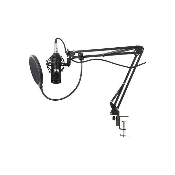Karma CMC-20 Kit Microfono da Studio con Microfono a Condensatore Braccio a Triplo Snodo Cavo XLR 3.5mm Adattatore USB Parasoffio colore Nero