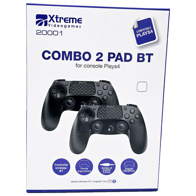 Xtreme, Combo 2 Gamepad Wireless Bluetooth Nero per Playstation 4