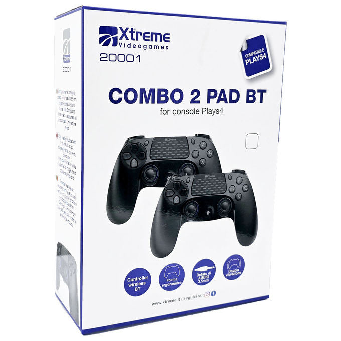 Xtreme, Combo 2 Gamepad Wireless Bluetooth Nero per Playstation 4