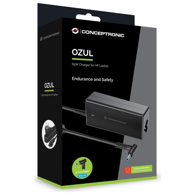 Conceptronic CONCEPTRONIC-HP-4.5X3.0 Caricatore a 1 porta per HP con connettore da 4.5 x 3.0 mm 19V 65W colore Nero