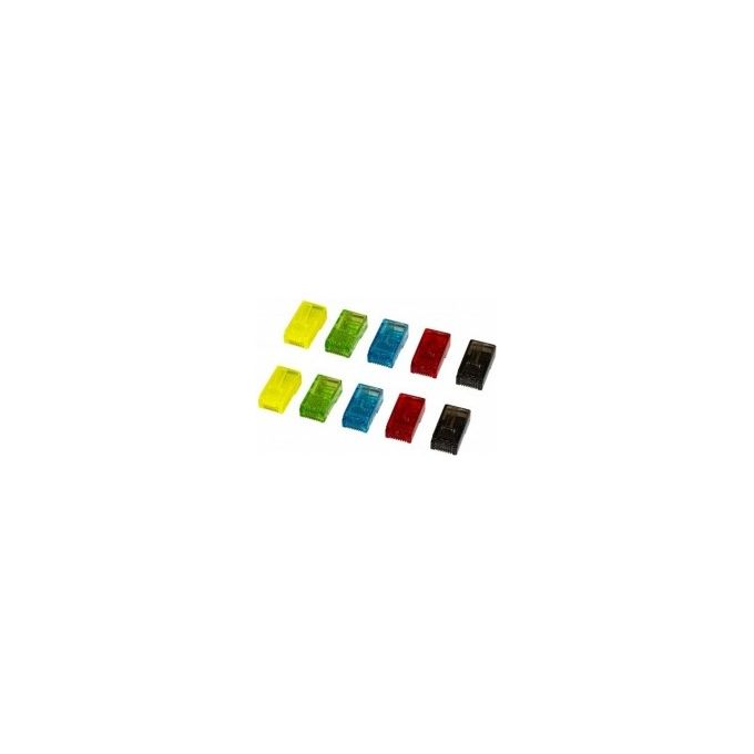 Link Confezione 10 Plug 8 Poli Rj45 Cat 5e Blu Giallo Rosso Verde Nero 2 per Colore