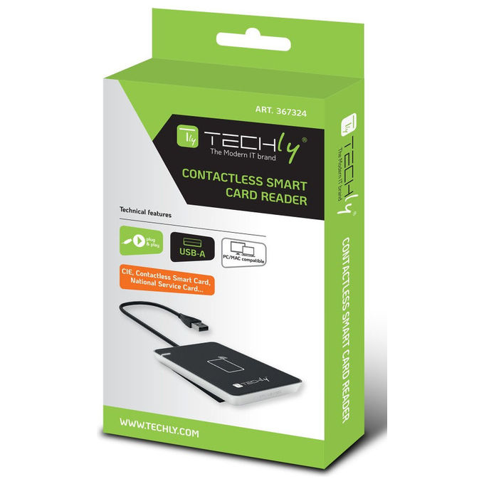 Techly I-CARD CAM-CIE Lettore RFID USB Nero Argento