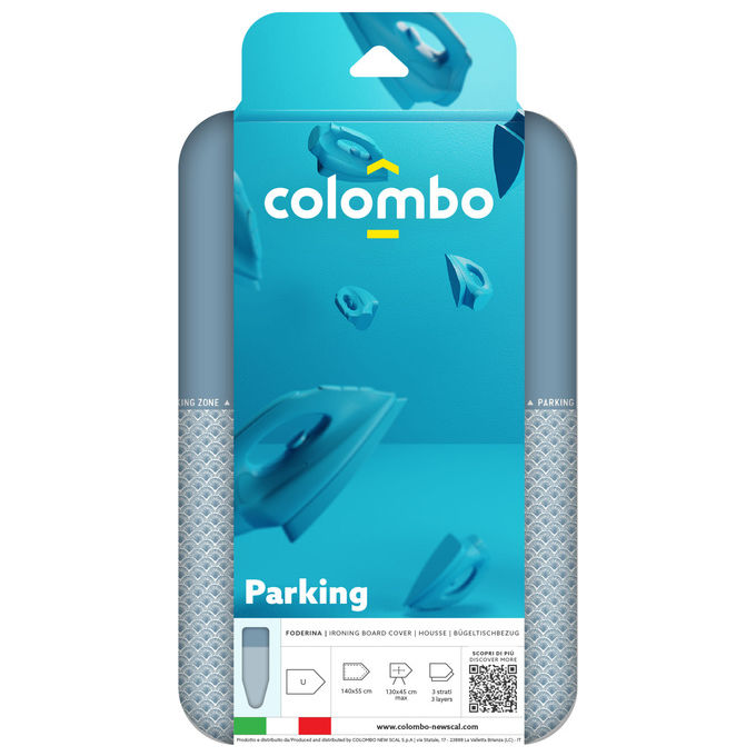 Colombo COP830 Foderina Copriasse da Stiro Triplo Strato 140x55 cm Zona Parking Cotone Biologico Made in Italy colore Blu