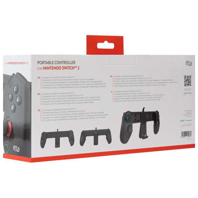 Qubick COS20020 Controller Portatile per Nintendo Switch 2 con Sensore di Movimento 9 Assi 4 Pulsanti Posteriori Programmabili Vibrazione Regolabile Slot per 4 Schede di Gioco colore Nero