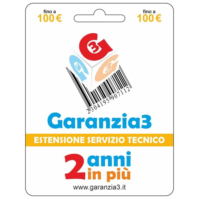 Garanzia3 Estensione di servizio tecnico 2 anni in piu' con massimale di copertura a 100 euro