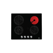 Master Kitchen MKMC 603C101-PR C BK Piano cottura a gas da incasso 60 cm 3 fuochi griglie in ghisa accensione integrata valvola di sicurezza vetro temperato nero