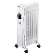 Midea NY1507-20ME Radiatore Termosifone Elettrico Ad Olio 7 Elementi 1500 W Termostato Regolabile Funzione Antigelo Ruote Piroettanti colore Bianco