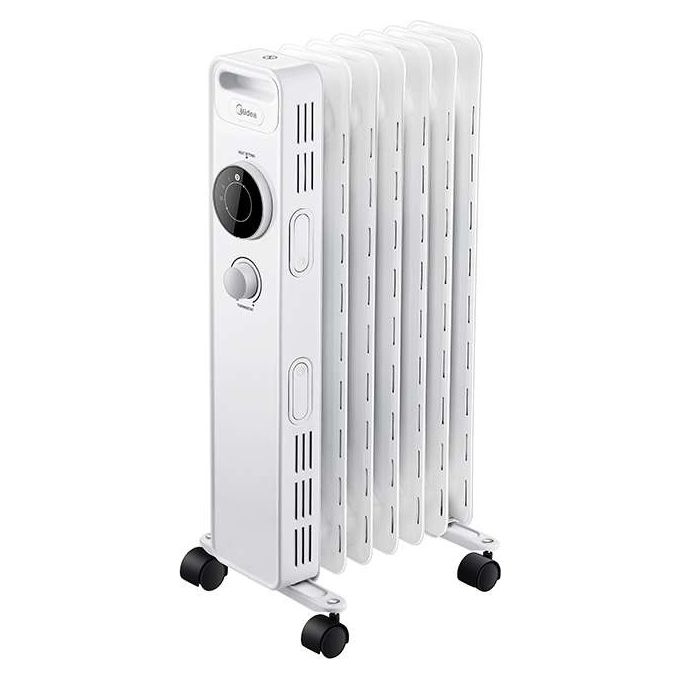 Midea NY1507-20ME Radiatore Termosifone Elettrico Ad Olio 7 Elementi 1500 W Termostato Regolabile Funzione Antigelo Ruote Piroettanti colore Bianco