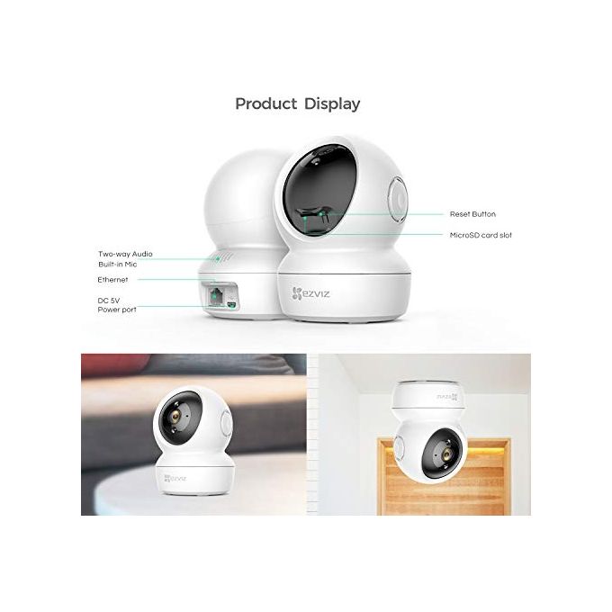 Ezviz CS-C6N Telecamera IP Wi-Fi Interno Motorizzata 360° Full HD 1080p Visione Notturna 10m Audio Bidirezionale MicroSD 256GB colore Bianco
