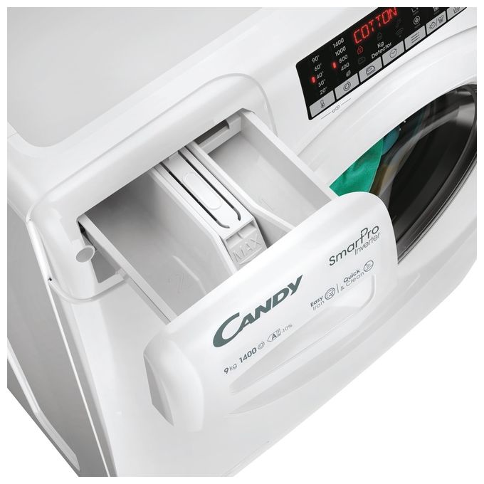 Candy CSO 496TWM6-1-S Smart Pro Inverter Lavatrice Frontale 9 Kg 1400 rpm Classe A Wi-Fi Vapore 16 Programmi (85x60x53 cm) colore Bianco