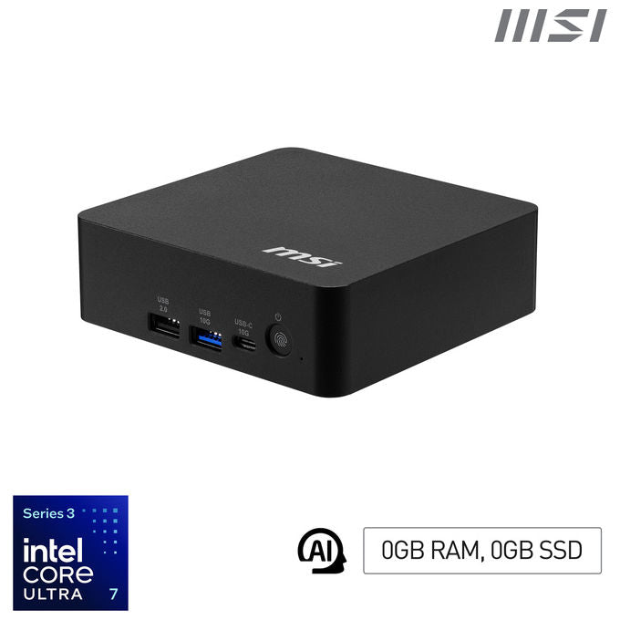 MSI CUBI NUC AI+ 3MG-004BEU Mini PC barebone Intel SoC FCBGA2540 Wi-Fi 7 colore Nero