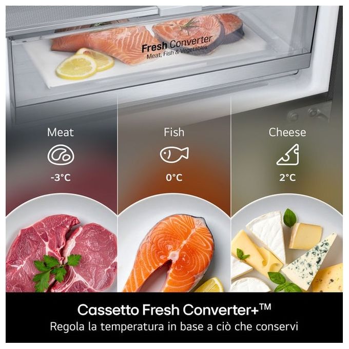 LG GBBW322DPY Frigorifero Combinato 70cm Classe D 465L Total No Frost colore Prime Silver (203x70x70 cm)