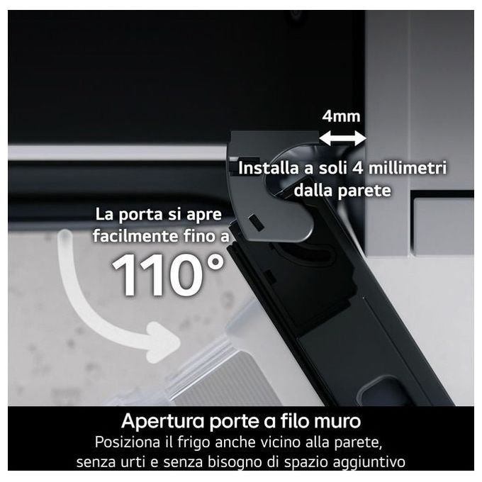 LG GBBS726BEV Frigorifero Combinato 375L Classe B Total No Frost AI Inverter Essence Black Steel (60x203x67 cm) colore Nero