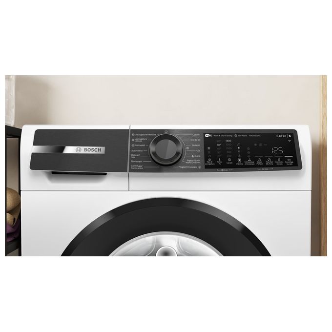 Bosch Elettrodomestici WNG25401IT Serie 6 Lavasciuga Caricamento frontale 10.5-6 Kg 1400 rpm Condensatore autopulente Vapore IronAssist Motore inverter SilentPowerDrive (84.8x60x63.5 cm) colore Bianco