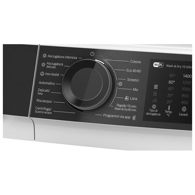 Bosch Elettrodomestici WNG25401IT Serie 6 Lavasciuga Caricamento frontale 10.5-6 Kg 1400 rpm Condensatore autopulente Vapore IronAssist Motore inverter SilentPowerDrive (84.8x60x63.5 cm) colore Bianco