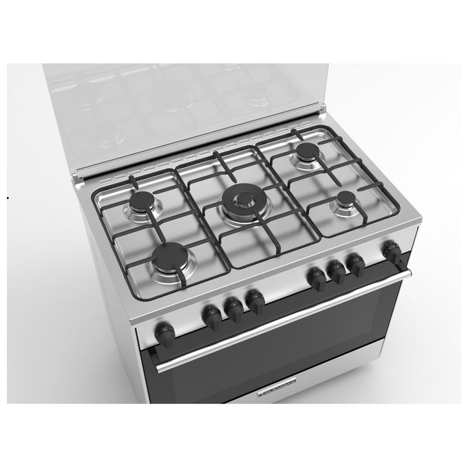 Glem Gas DG96VI3 Cucina con Piano a Gas Forno Elettrico + Gas 5 Fuochi in Acciaio Inox (90x85x60 cm) colore Inox