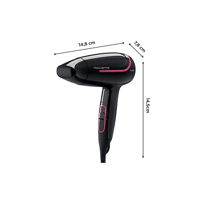 Rowenta CV3323F0 Nomad Asciugacapelli 1600W 2 Velocita' Doppio Voltaggio Concentratore colore Nero