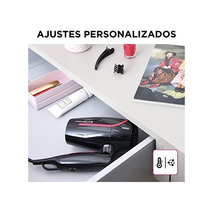 Rowenta CV3323F0 Nomad Asciugacapelli 1600W 2 Velocita' Doppio Voltaggio Concentratore colore Nero