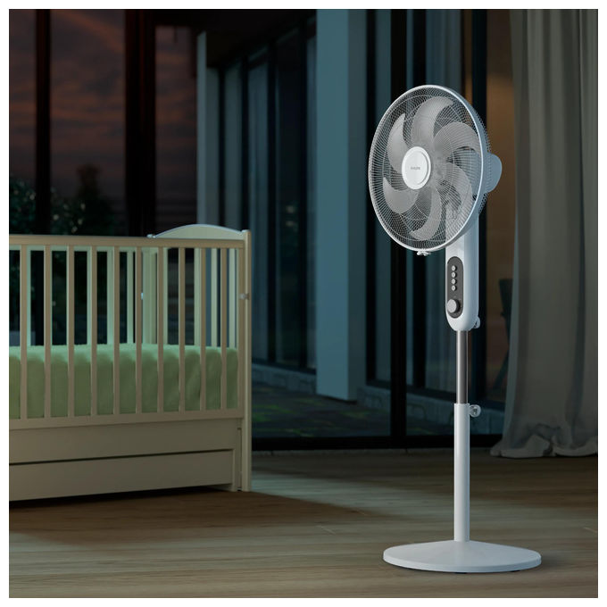 Philips CX1220 Serie 1000 Ventilatore a Piantana 3330 m³-h 38 dB 45 W 3 velocita' oscillazione 80° altezza regolabile timer colore Grigio