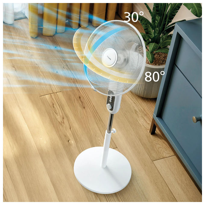 Philips CX1220 Serie 1000 Ventilatore a Piantana 3330 m³-h 38 dB 45 W 3 velocita' oscillazione 80° altezza regolabile timer colore Grigio