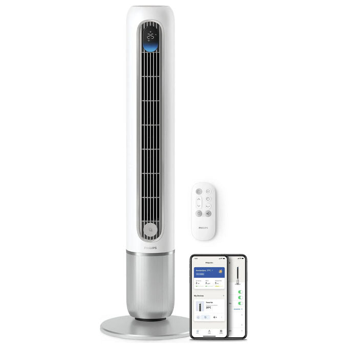Philips CX7550-00 Smart Series 7000 Ventilatore a Torre 2440 m³-h 22 dB 30 W 12 velocita' Wi-Fi Aromaterapia colore Bianco