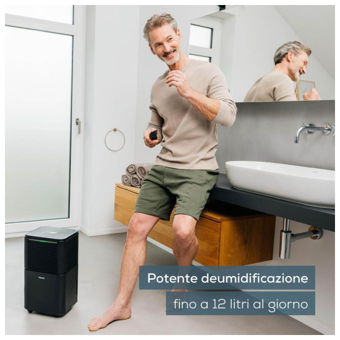 Beurer 10316 Deumidificatore LE 150 per ambienti fino a 30 m² capacita' 12 l-24h con display LED e modalita' notte colore Nero
