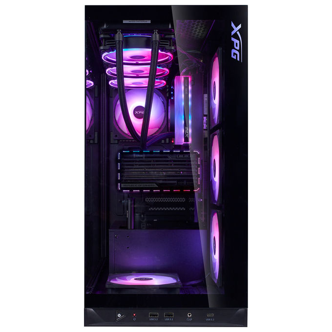 XPG 75261589 Invader X BTF Case PC Midi Tower con Supporto Fino a 360mm Radiatori Superiore e Laterale e Ventole ARGB 120mm 140mm colore Nero