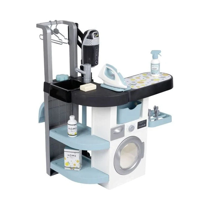 Smoby 3032163303275 Pralnia 3w1 con Ferro da Stiro e Aspirapolvere Rowenta 17 Accessori inclusi colore Multicolore