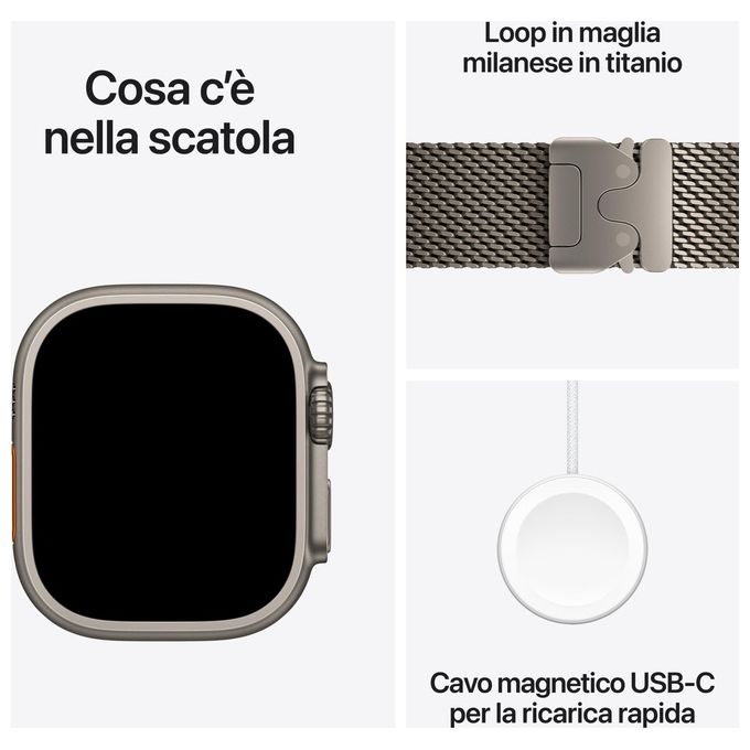 Apple MJA94QL-A Apple Watch Ultra 4 GPS + Cellular 49 mm Titanio naturale colore Titanio
