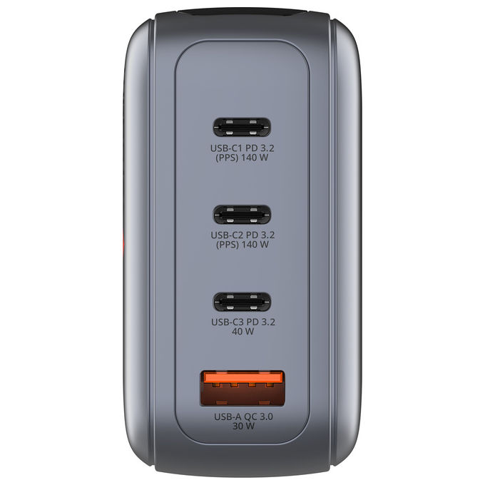 Verbatim 30240 Caricabatterie Universale Mini GaN 140W con Display 3 Porte USB Tipo C 1 Porta USB Tipo A Ricarica Rapida Power Delivery 3.0 Quick Charge 3.0 colore Nero