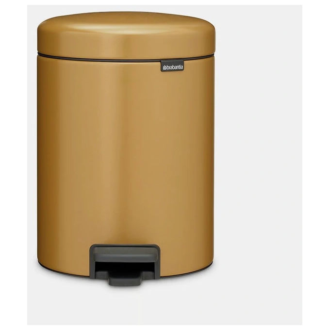 Brabantia 32168000 NewIcon Pedaalemmer 5 litri con cestino interno e coperchio anti-odore Warm Brass