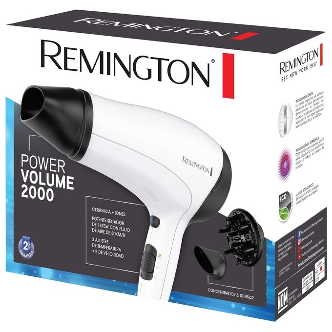 Remington D3015 Asciugacapelli 2000W Griglia Ionica in Ceramica Bianco