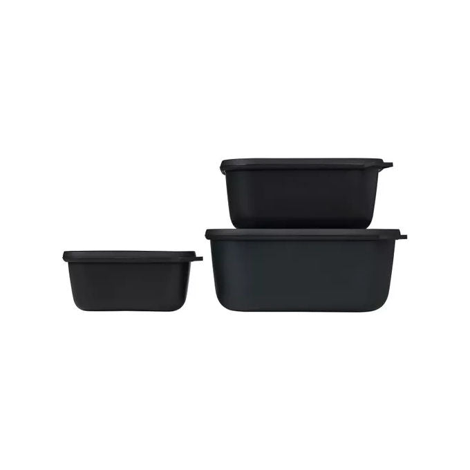 Mepal 106271041100 Cirqula Set Portapranzo 3 Pezzi 750 1500 3000 ml Impilabile Microonde e Lavastoviglie Sicuro BPA Colore Nero