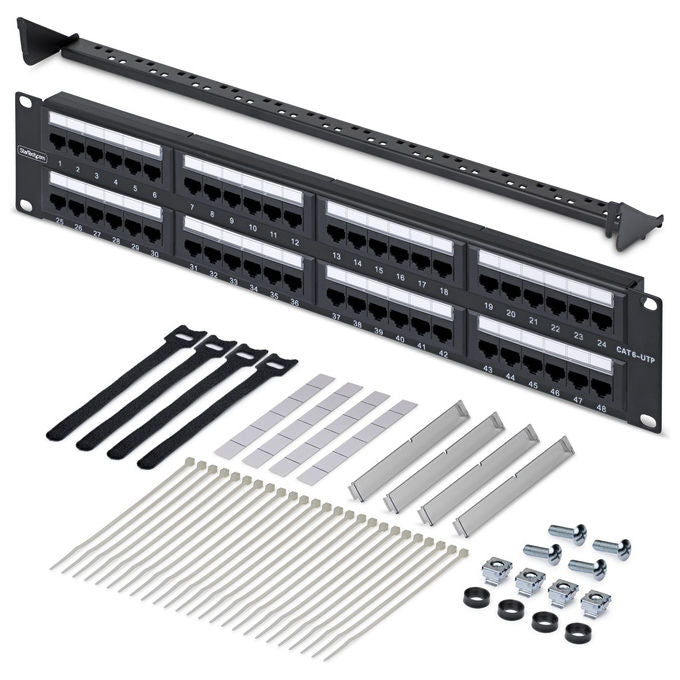 StarTech.com CPANEL48 Pannello Patch Cat6 48 porte 2U Rackmount RJ45 UTP 110 Punch-Down colore Nero