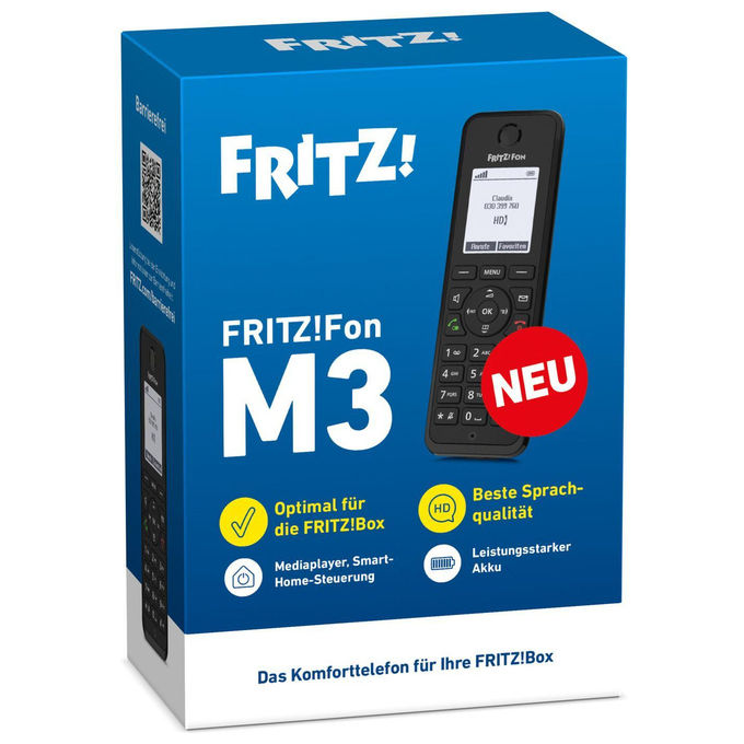 Fritz! 20003097 Fon M3 Telefono DECT con Vivavoce Identificatore di Chiamata Display 1.8'' colore Nero