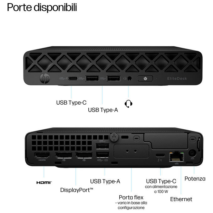 HP D57L3ET#ABZ EliteDesk 8 Mini G1i Desktop Intel Core Ultra 9 32 GB 1 TB SSD Wi-Fi 7 Windows 11 Pro colore Nero