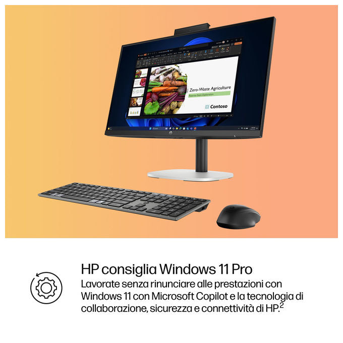 HP D5BM9ET All-in-One PC 23.8'' Intel Core Ultra 5 16 GB DDR5 512 GB SSD colore Nero