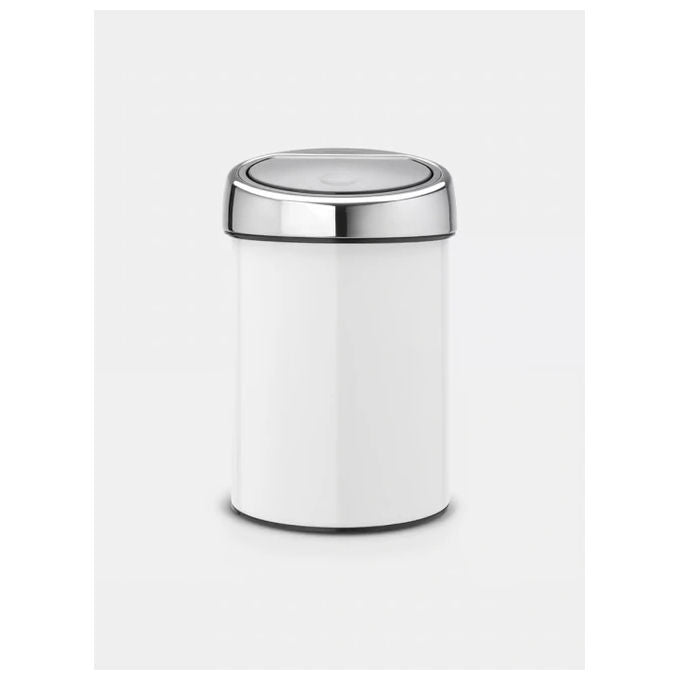 Brabantia 364488 Touch Bin Cestino Portarotoli 3 Litri Apertura Soft-touch e Montaggio a Parete colore Bianco