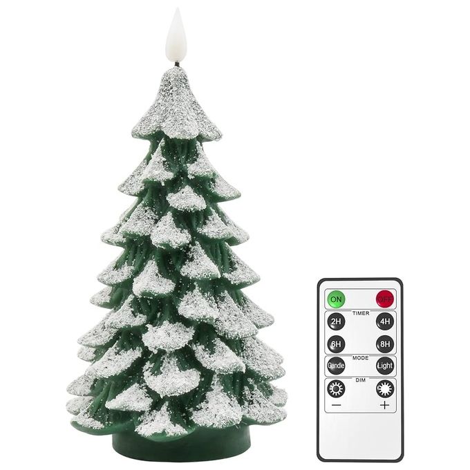 Koopman International LEDTREEGLIT Candelabro LED a forma di albero 17 cm con glitter Funzione tremolante A batteria colore Bianco