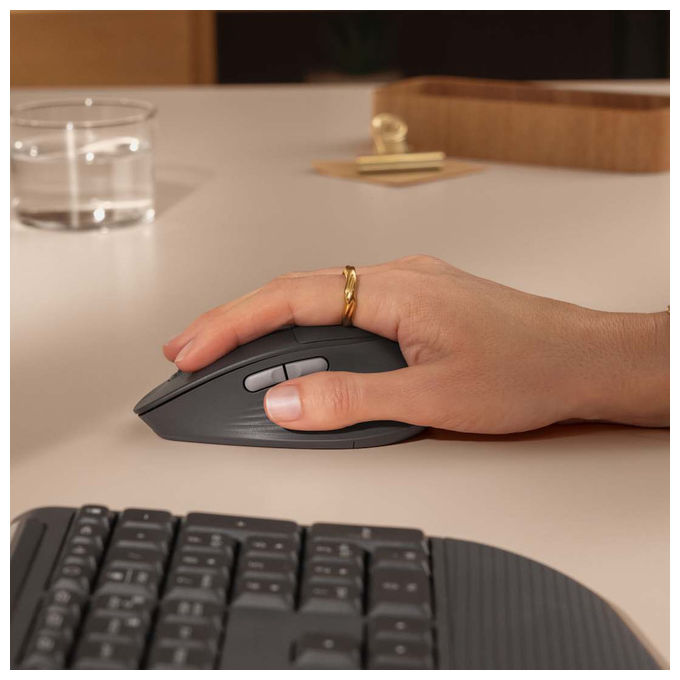 Logitech 910-007715 Signature Comfort Plus M850 L Mouse Wireless Ottico 4000 DPI Bluetooth Cuscinetto Palmare Clic Silenziosi colore Grafite