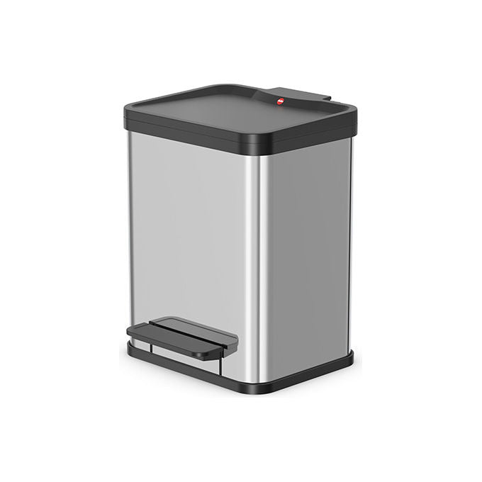 Hailo 0619-200 Öko Uno Plus Pattumiera 17 L Acciaio Inossidabile Coperchio Soft Close Pedale Ergonomico Colore Argento